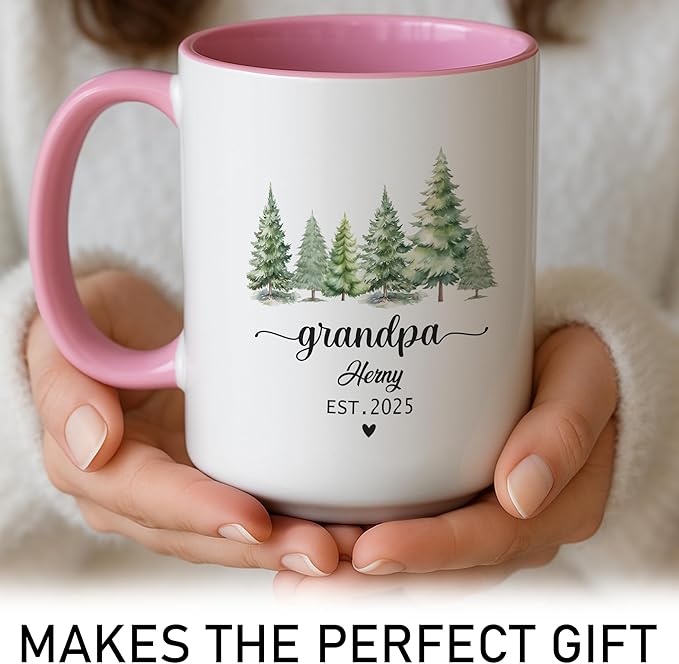 Personalized Dad to Papa Mug - Custom Est Year Coffee Cup for New Grandpa - First Time Grandfather Gift - Custom Grandparent - Keepsake Mug for Him