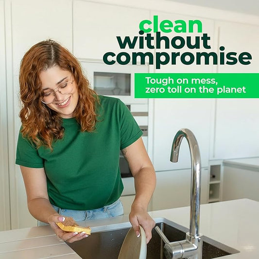 bioGo Biodegradable Kitchen Sponges – Natural Cellulose, Eco-Friendly, Compostable Cleaning Sponges – 24 Pack