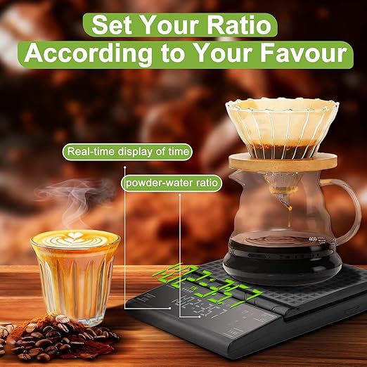 Coffee Scale with Timer, Espresso Scale & Coffee Bean Scale - 3kg/0.1g Precise Small Digital Kitchen Scale for Espresso Accessories Kit, Pour-Over, and Multi-Purpose Use (Batteries Included)
