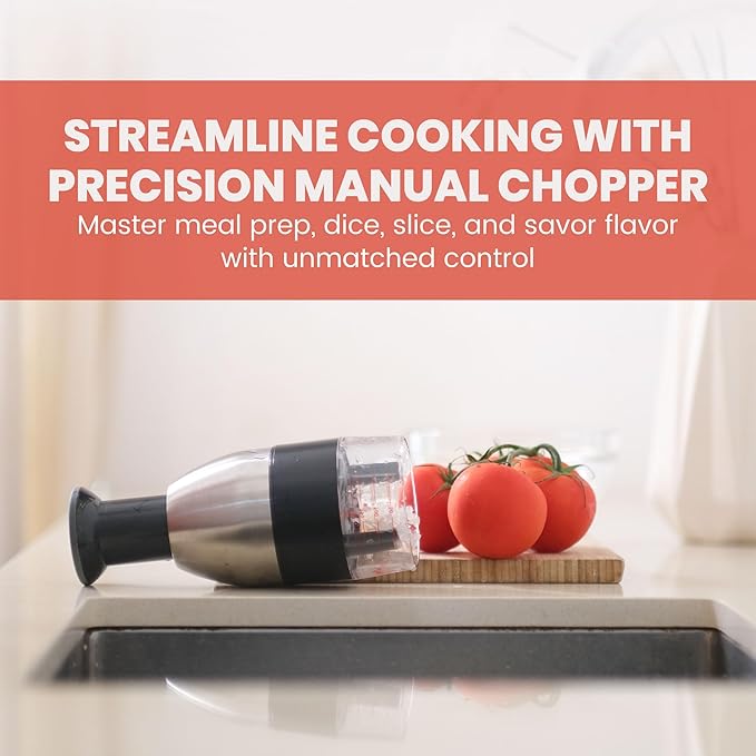 Manual Hand Chopper - Versatile Food Dicer, Vegetable slicer and Onion Chopper, Handy Nut Chopper, Garlic Mincer and Onion cutter, Tomato - Efficient and Quick Kitchen Aid