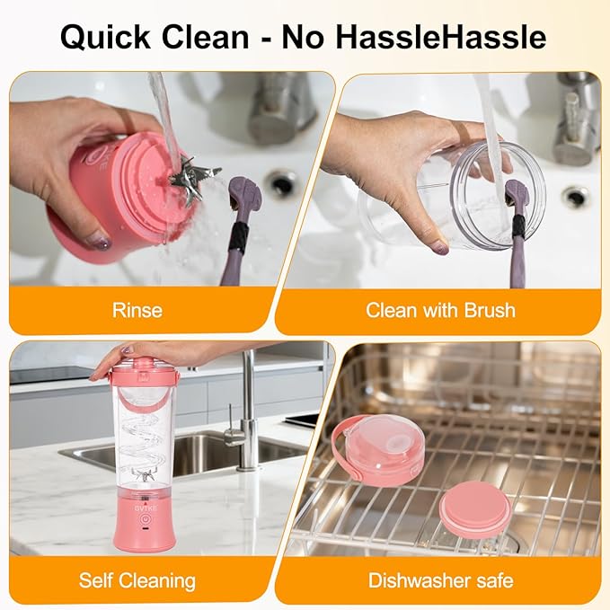 Portable Blender Dual Mode 18000RPM 20Oz Blending Cup Ice Crushing Smoothie Frozen Fruit Mini For Home Gym Travel(Pink)
