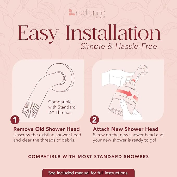 Shower Filter Head for Hard Water Improves Skin, Hair, and Nails - Large, High Output Filtered Shower Head with Filter Softens Water and Removes Chlorine and Heavy Metals, Matte Black