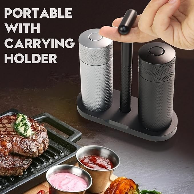 ARKNOAH Tabletop Manual Pepper and Salt Grinder 2-Pack Set, Refillable Adjustable Coarseness, Dual Stainless Steel Blades & Ceramic Cores, Portable Home & Commercial Grinding Settings