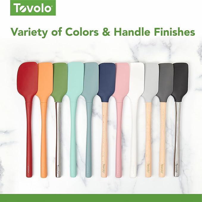 Tovolo Flex Core Spatula All Silicone Spatula Set High Heat Resistant Set of 5 Cooking Utensils Set Includes Spatula Spoonula Jar Scraper and Mini Dishwasher Safe Non Stick Cookware, Pink Sorbet