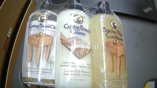 Howard Butcher Block Oil, Conditioner and Cutting Board Cleaner 12 Ounce, Food Grade Mineral Oil, Food Safe Wood Sealer