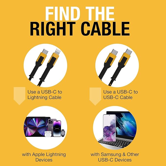 DEWALT Heavy Duty 30W PD USB Wall Charger, Worksite USB-C Chargers, Type C Fast Charger, Foldable Plug, Compatible with iPhone 17 16 15 14 13 Pro Max iPad Pro