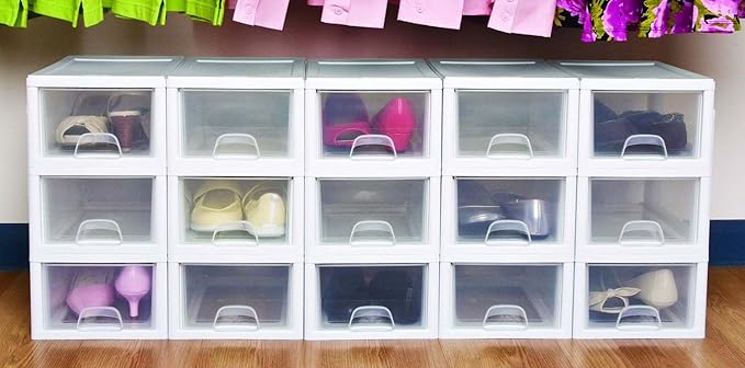 Sterilite 20518006 6 Quart/5.7 Liter Stacking Drawer, White Frame with Clear Drawer,(pack of 6)