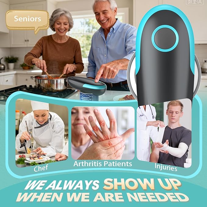 2025 Electric Can Opener, One Touch Automatic Can Opener Fits All Can Size, Handheld Smooth Edge Food Safe Can Openers Electric for Kitchen, Kitchen Gadgets Can Opener for Seniors, Arthritis and Chef