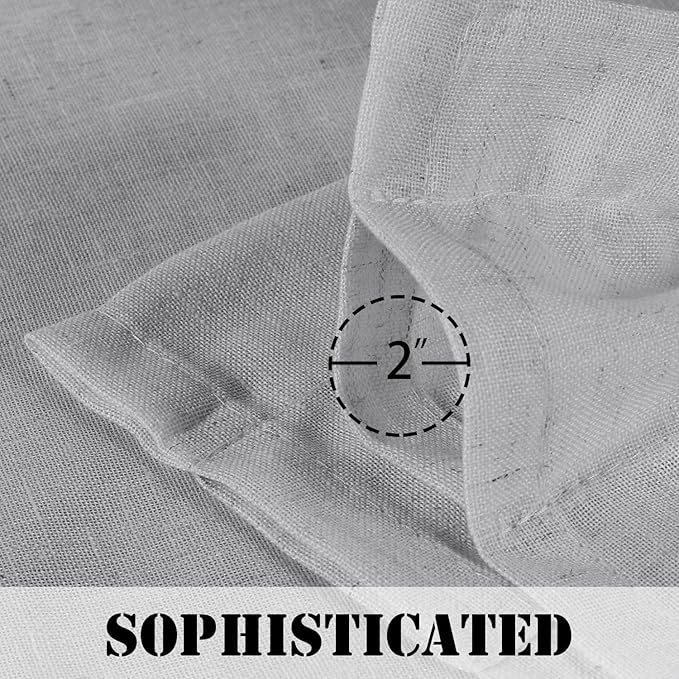 H.VERSAILTEX Dove Linen Curtains 63 Inch Length for Bedroom 2 Panels Rod Pocket Semi Sheer Energy Efficient Light Gray Curtains for Living Room Kids Nursery Burlap Rustic Farmhouse Dove Silver 52x63