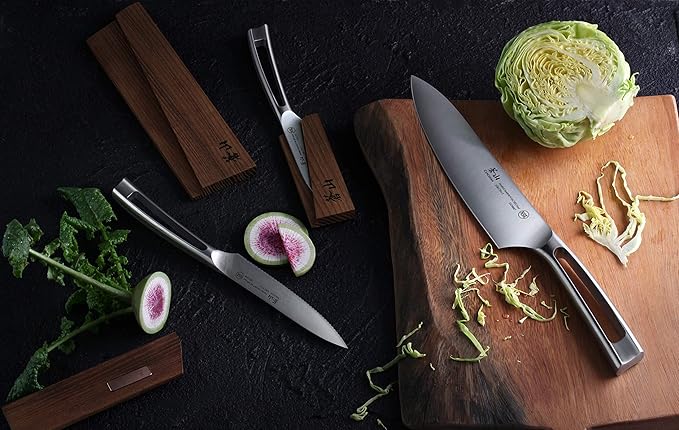 Cangshan TN1 Series 1021936 Swedish 14C28N Steel Forged 3-Piece Starter Knife Set with Wood Sheaths