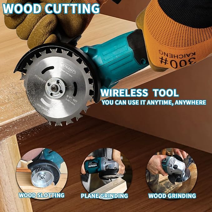 20V Cordless Angle Grinder, 4" and 4-1/2" Electric Angle Grinder Kit, 8500RPM Power Grinder Brushless Motor for Cutting/Sharpening/Removing Rust -JOVANT (No Battery)