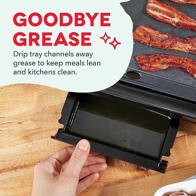 DASH Deluxe Everyday Electric Griddle with Dishwasher Safe Removable Nonstick Cooking Plate for Pancakes, Burgers, Eggs and more, Includes Drip Tray + Recipe Book, 20” x 10.5”, 1500-Watt - Navy