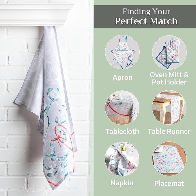 Maison d' Hermine Kitchen Towels Set of 3 100% Cotton 20" x 27.5" Reusable Cloth Tea Dish Towels Absorbent with Hanging Loop for Kitchen Dining Thanksgiving Christmas Decorations (Enora)