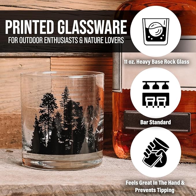 Black Lantern Whiskey Glasses - National Park Topographic Map Old Fashioned Glasses - 11oz. Rock Glass Set of 2 - Cocktail & Everyday Use Drinking Glasses - Dishwasher Safe (Grand Teton)