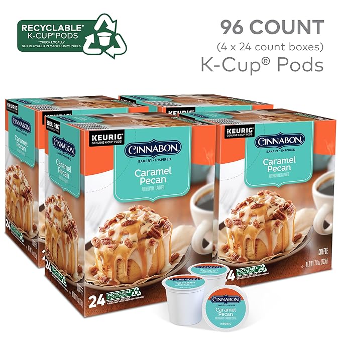 Cinnabon Caramel Pecan Coffee, Keurig Single Serve K-Cup Pods, 96 Count