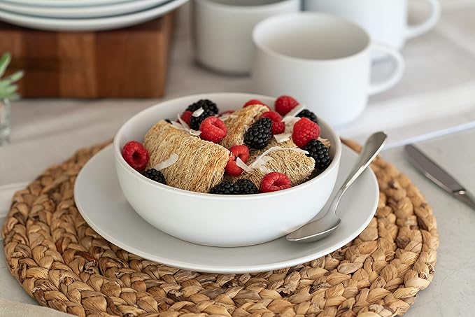 10 Strawberry Street Wazee Matte Coupe Dinnerware Pack of 16, White