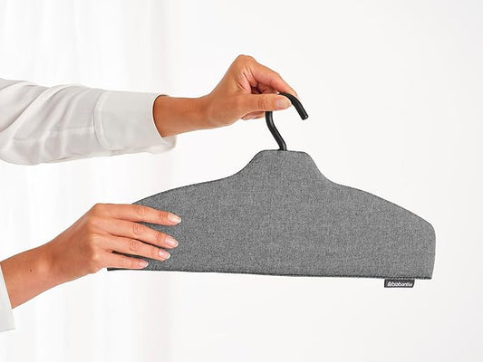 Brabantia - Steam Clothes Hanger - Solid Surface for High-Pressure Steaming on Collars and Shoulders - Quick & Easy Results - Double-Sided Use - Versatile 360° Rotating Hook - Pepper Black