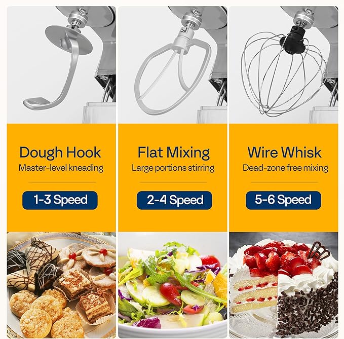VIVOHOME 3 in 1 Multifunctional Stand Mixer with 6 Quart Stainless Steel Bowl, 650W 6 Speed Tilt-Head Meat Grinder, Juice Blender, Silver