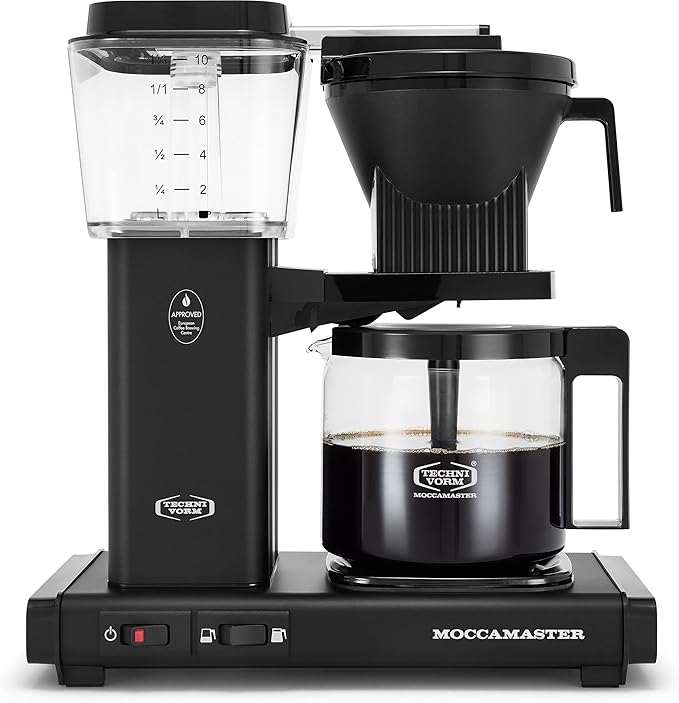Moccamaster 53948 KBGV Select 10-Cup Coffee Maker, Matte Black, 40 ounce, 1.25l & #4 White Paper Filters, 100-count per box