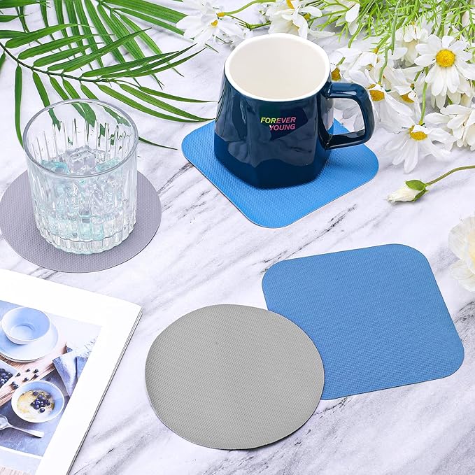 4pcs Jar Opener Gripper Pads, Rubber Jar Grippers Multi-function Jar Opener for Seniors with Weak Hands Kitchen Coasters (Blue, Gray)