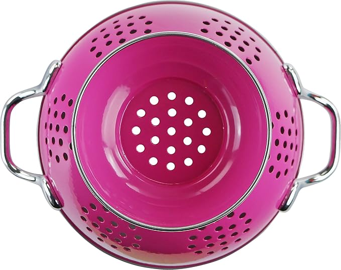 Calypso Basics by Reston Lloyd Powder Coated Enameled Colander, 1.5 Quart, Magenta