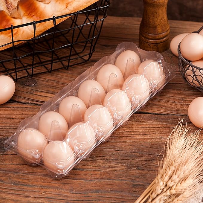 Haploon 120 Pcs Plastic Egg Cartons Cheap Bulk 12 Count Clear Empty Egg Cartons Reusable Egg Holder, 2x6 Grids Egg Trays for Refrigerator Use, Chicken Farming, Family Storage, Market Display