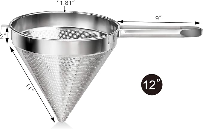 New Star Foodservice 34110 18/8 Stainless Steel China Cap Strainer, 10-Inch, Coarse Mesh