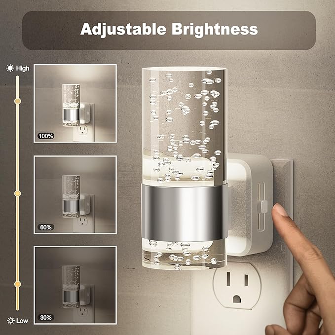 JandCase Night Light, Night Lights Plug into Wall,LED Nightlight with Adjustable Brightness, 5000K，Automatic Night Light Plug in with Auto Light Sensor for Bathroom Hallway Room Decor