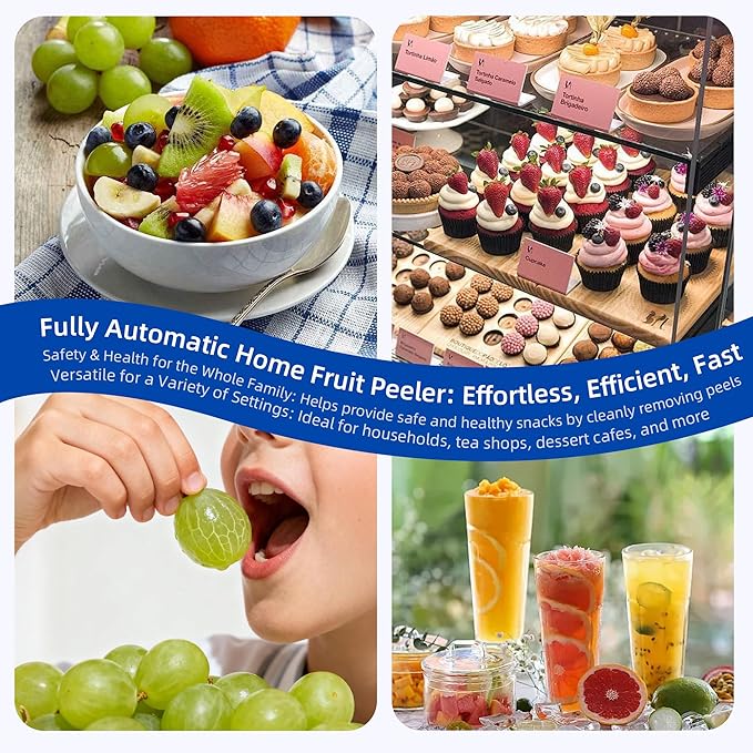 Electric Grape Peeler, Garlic Peeler, Fruit Peeler with Stainless Steel Blade for Grapes, Garlic and Soft Fruits, High Performance Home Kitchen Tool