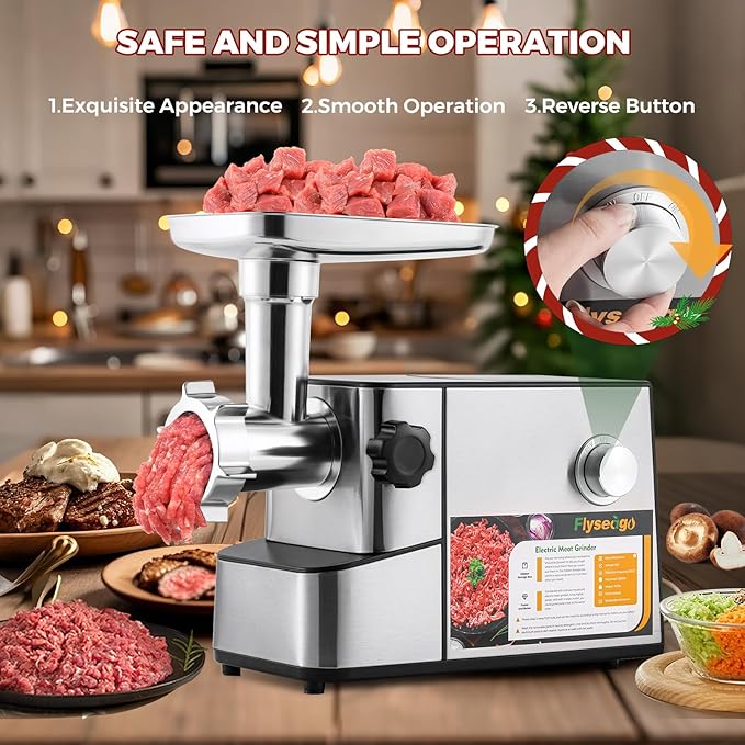 Meat Grinder Electric 3200w High Capacity Commercial Heavy Duty Meat Grinder and Sausage Stuffers, Kubbe Kit for Household Use & Commercial