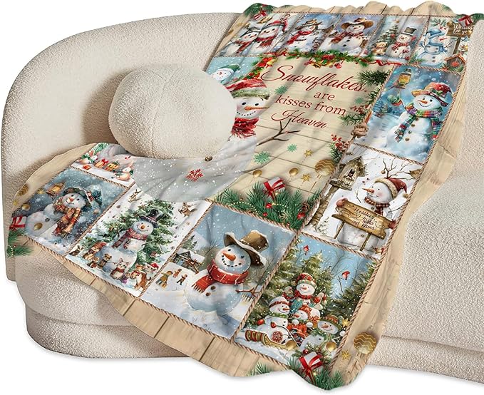 Snowman Blanket Christmas Throw Blanket Cozy Plush Fleece Flannel Holiday Blankets Lightweight Fuzzy Gifts for Girls Boys Women Men 50"X40"