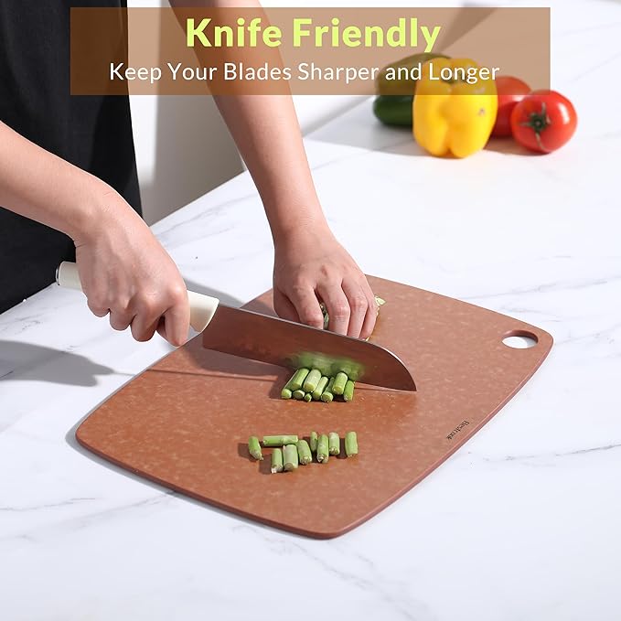 Wood Fiber Cutting Board for Kitchen - High Density, Non-Porous, BPA-Free, Reversible Chopping Board, Dishwasher Safe, Knife-Friendly Cutting Board for Meat, Bread, Fruit, 14.6" x 10.8", Wooden