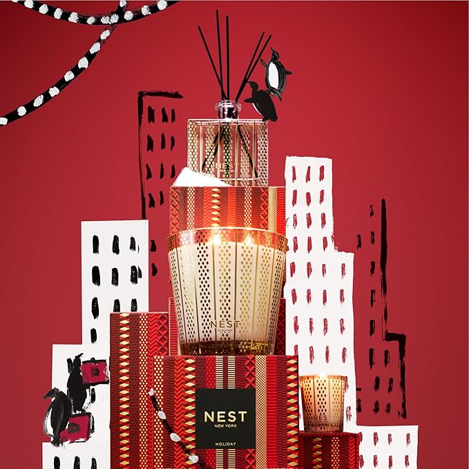 NEST New York Scented 3-Wick Christmas Candle, Holiday - 21.2 oz - Up to 100-Hour Burn Time - Reusable Glass Vessel