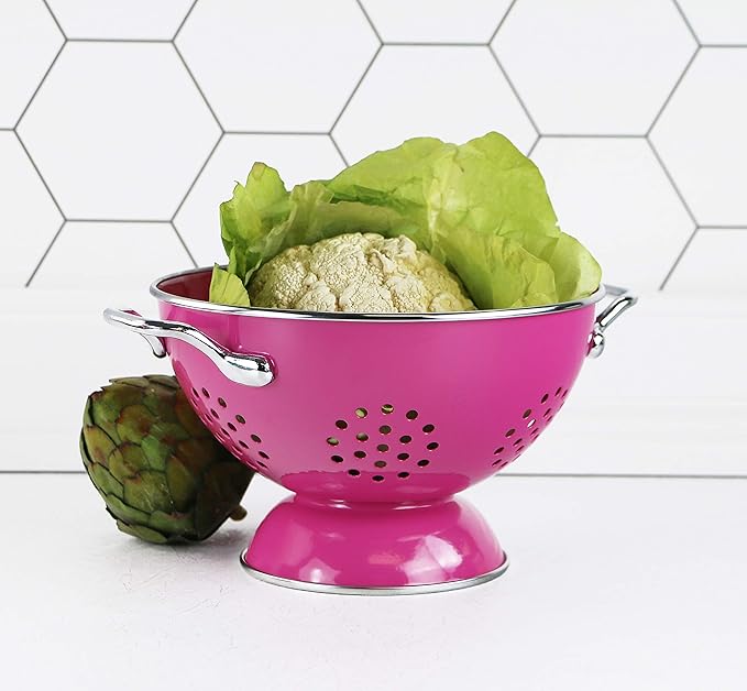 Calypso Basics by Reston Lloyd Powder Coated Enameled Colander, 1.5 Quart, Magenta