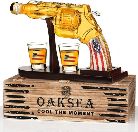 Gifts for Men Dad, Unique Christmas Anniversary Birthday Gift for Him Husband, 9 Oz Whiskey Decanter Set with 2 Oz Shot Glasses, Cool Persinalized Presents liquor dispenser for Home Bar