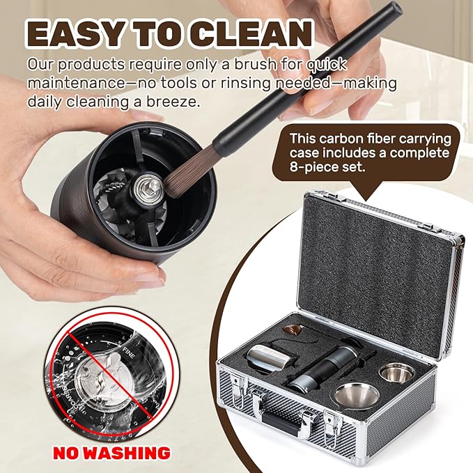 Portable Electric Coffee Grinder Dual-mode electric and manual grinding Features 7-level precision grind settings Adjustable coffee bean grinder Ideal for travel, camping, office, and home use