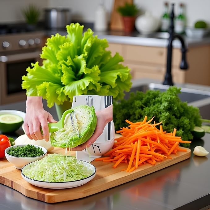 Green 18 * 12cm Cabbage Shredder,Vegetable Cutter Cabbage Slicer,Stainless Steel Fruit Vegetable Potato Peeler Graters Kitchen Must Have for Home Restaurants Kitchen Utensils and Gadgets