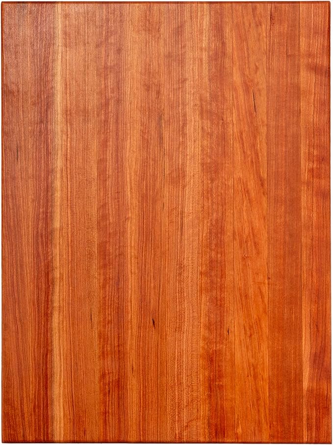 John Boos R-Board Series Rectangular Wooden Cherry Cutting Board 24”x18” – 1.5” Thick, 13.5-lb Reversible Butcher Block with Edge-Grain & Finger Grips – Made in the USA
