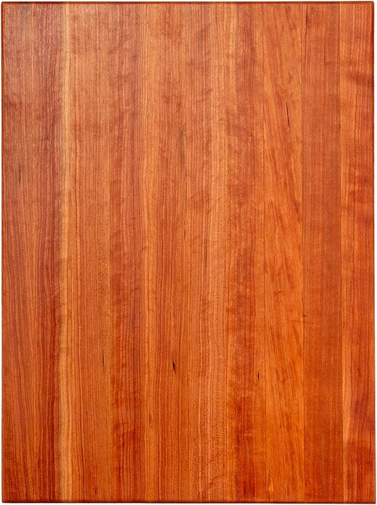 John Boos R-Board Series Rectangular Wooden Cherry Cutting Board 24”x18” – 1.5” Thick, 13.5-lb Reversible Butcher Block with Edge-Grain & Finger Grips – Made in the USA