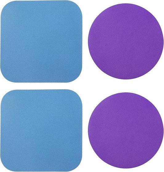 4pcs Jar Opener Gripper Pads, Rubber Jar Grippers Multi-function Jar Opener for Seniors with Weak Hands Coasters (Blue, Purple)