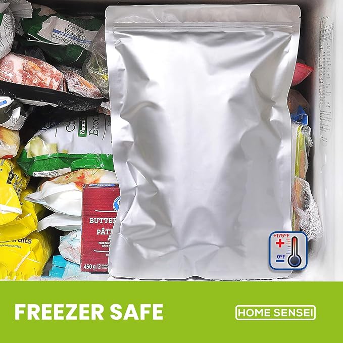 60pcs 1 Quart Mylar Bags for Food Storage - ExtraThick 10 Mil - Smell Proof Mylar bags 1 Quart - Stand-Up Zipper Pouches 7" x 10" - Small Mylar Bags for Food Storage - Heat Sealable
