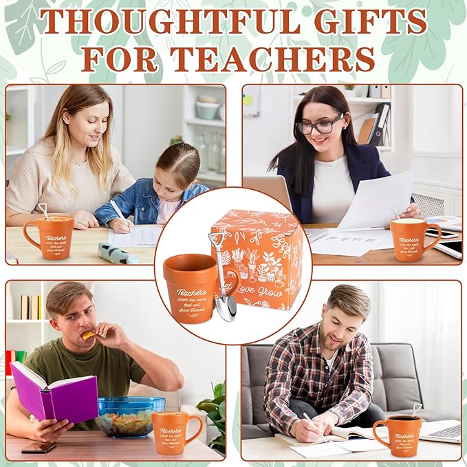 Teacher Gifts for Christmas, Daycare End of Year Teachers Birthday Gift for Women Men, Cool Gardening Plant Lover Gift for Teachers Plant Mug