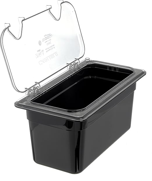 Carlisle FoodService Products Storplus Food Pan, Storage Container with Spoonable Corners for Catering, Buffets, Restaurants, Polycarbonate (Pc), 1/3 Size 6 Inches Deep, Black