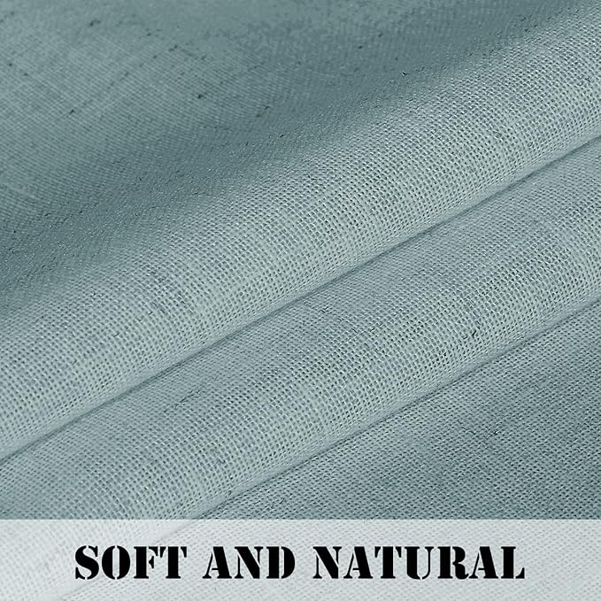 H.VERSAILTEX Linen Curtains Elegant Natural Linen Semi Sheer Curtains Energy Light Filtering Rod Pocket Window Treatments Panels for Living Room (Set of 2, Cloud Blue, 52 inch W X 72 inch L)