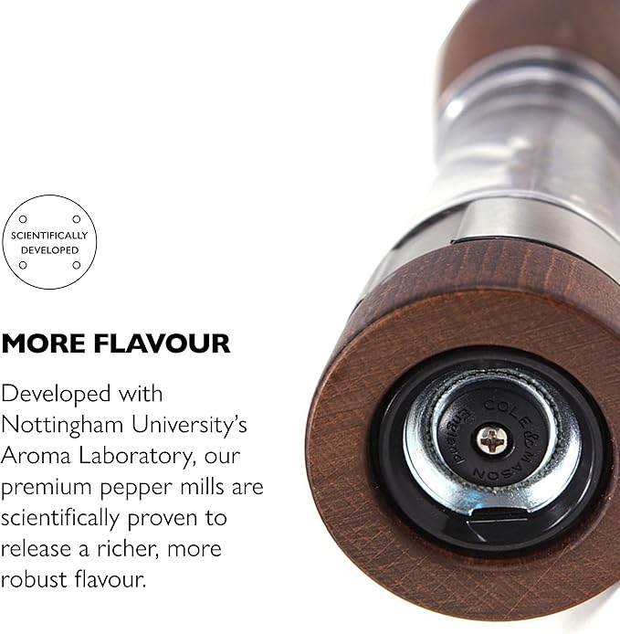 Cole & Mason Derwent Pepper Mill - Refillable Pepper Grinder with Gourmet Precision Mechanisms - Kitchen Accessories for Cooking - Black Peppercorn Grinder for Seasoning - Pepper Mill, Forest Wood