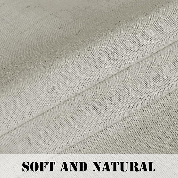 H.VERSAILTEX Linen Curtains Elegant Natural Linen Semi Sheer Curtains Energy Light Filtering Rod Pocket Window Treatments Panels for Living Room (Set of 2, Pale Oak, 52 inch W X 96 inch L)
