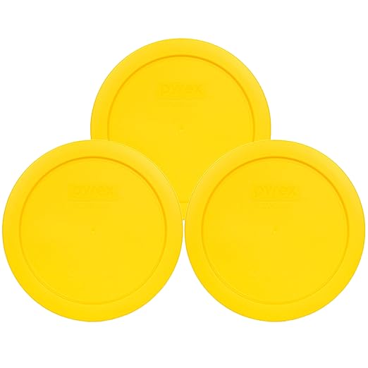 Pyrex 7201-PC 4 Cup Meyer Lemon Yellow Food Storage Replacement Lids (3-Pack) - Made in USA