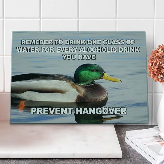 Ambesonne Animal Cutting Board, Mallard Duck Swimming on the Lake River Green Head Feathers Nature Design Print, Decorative Tempered Glass Cutting and Serving Board, Large Size, Green Brown
