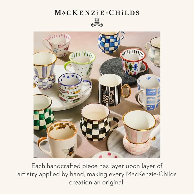 MACKENZIE-CHILDS Porcelain Mug, Tea and Coffee Mug, Blue-and-White Royal Check