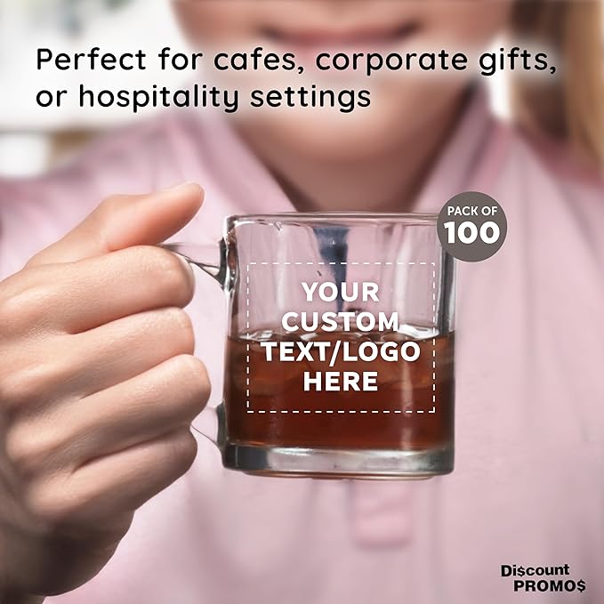 Custom Libbey Clear Glass Coffee Mugs 13 oz. Set of 100, Personalized Bulk Pack - Perfect for Coffee, Tea, Espresso, Hot Cocoa, Other Beverages - Clear Bottom